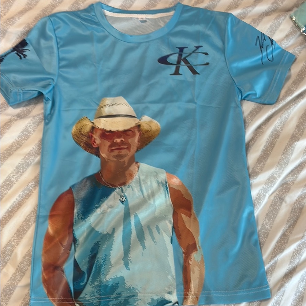 Blue Graphic Tee with Cowboy Print